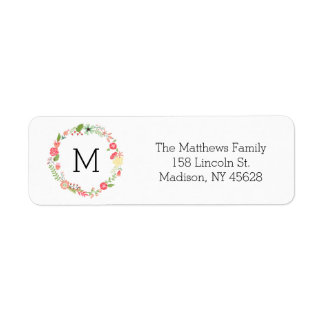 Pink Floral Monogram Label