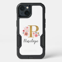 Pink Floral Monogram Letter P