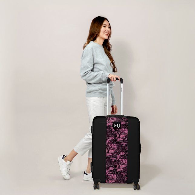 Pink Floral Monogram Luggage (Scale)