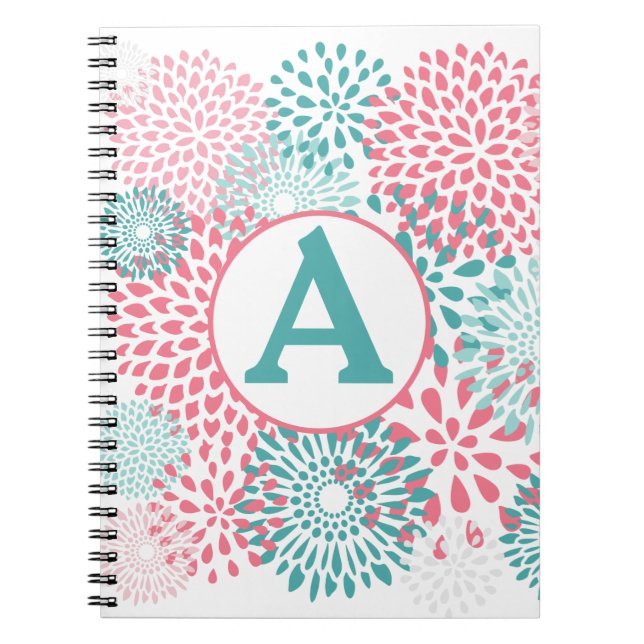 Pink Floral Monogram Notebook (Front)