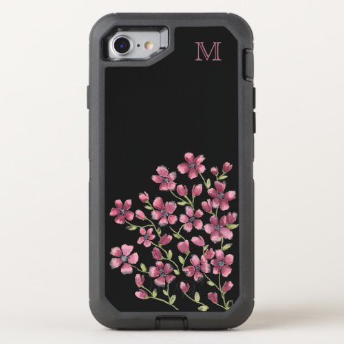 Pink Floral Monogram OtterBox Defender iPhone SE87 Case