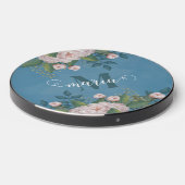 Pink Floral Monogram Personalized Wireless Charger (Front 2)