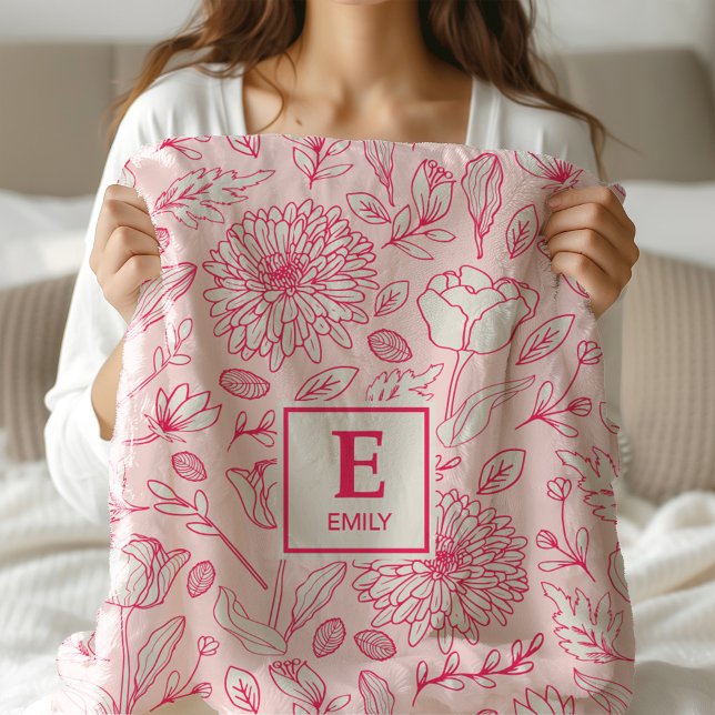 Pink Floral Monogrammed Blanket for girls (Creator Uploaded)