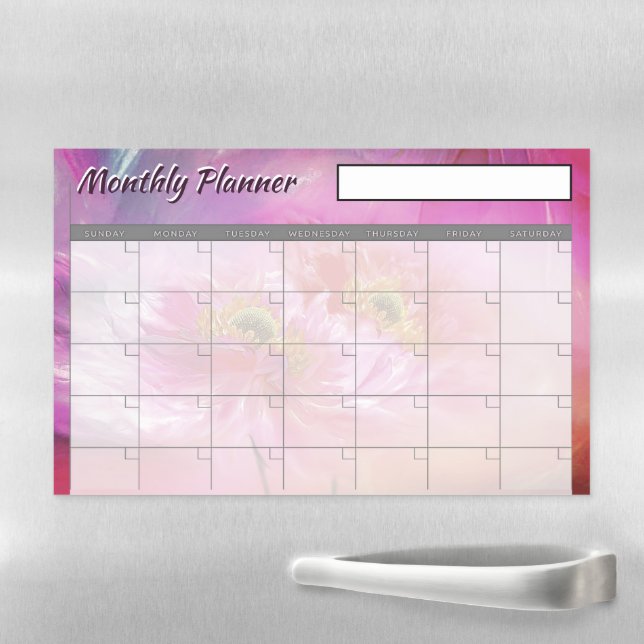 Pink Floral  monthly planner  Magnetic Dry Erase Sheet (In Situ)