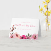 Pink Floral Mother in Law Wedding Card (Yellow Flower)