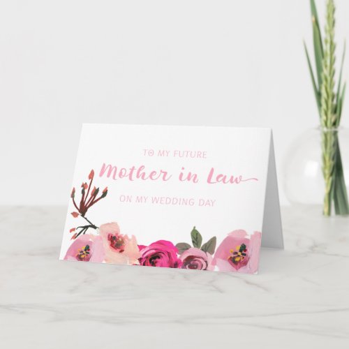 Pink Floral Mother in Law Wedding Card