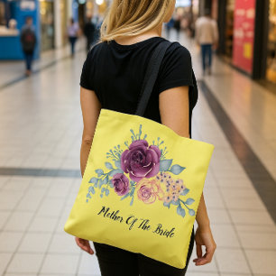 PINK FLORAL MOTHER OF THE BRIDE TOTE BAG