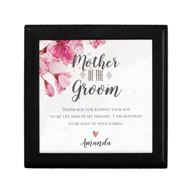 Pink Floral Mother Of The Groom Thank You Message Gift Box (Front)