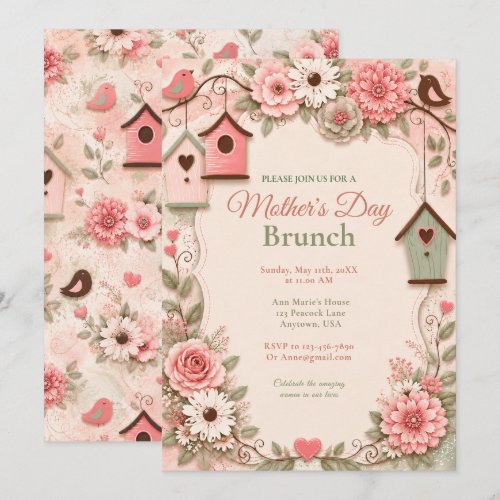 Pink Floral Mother’s Day Brunch Invitation