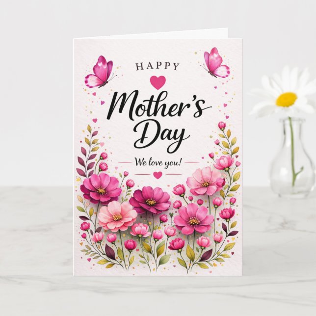 Pink Floral Mother’s Day Card (Small Plant)