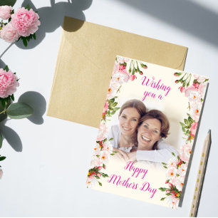 Pink Floral Mothers Day - American Mom & Daughter Card