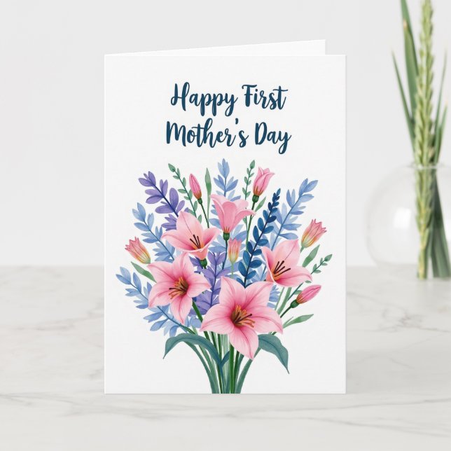 Pink Floral Mothers Day Art Card (Front)