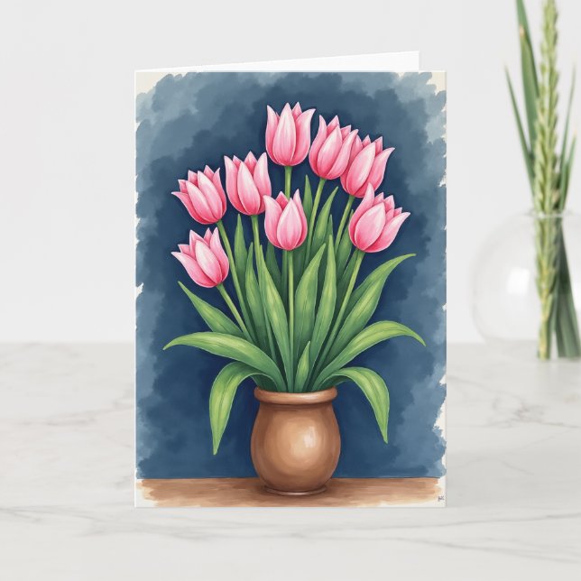 Pink Floral Mothers Day Bouquet Card (Front)