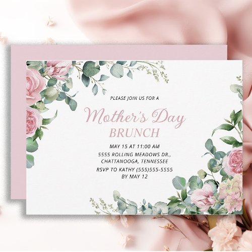 Pink Floral Mothers Day Brunch Invitation