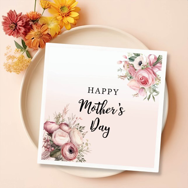 Pink Floral Mother's Day Brunch Party Napkins (Creator Uploaded)