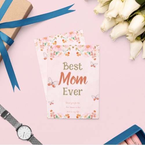 Pink Floral Mothers Day Card