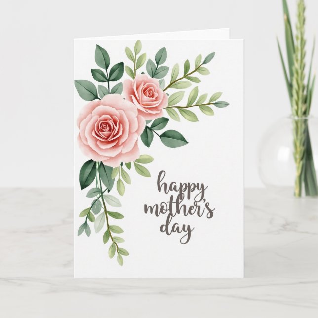Pink Floral Mothers Day Card (Front)