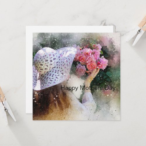 Pink Floral Mothers Day Flat card