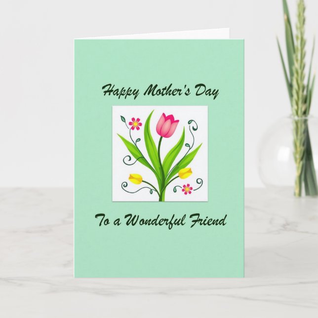Pink Floral Mothers Day Friend Card (Front)