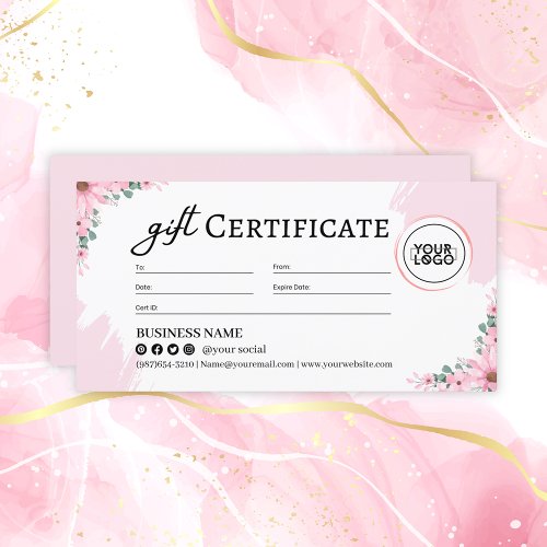 Pink Floral Mothers Day Gift Certificate