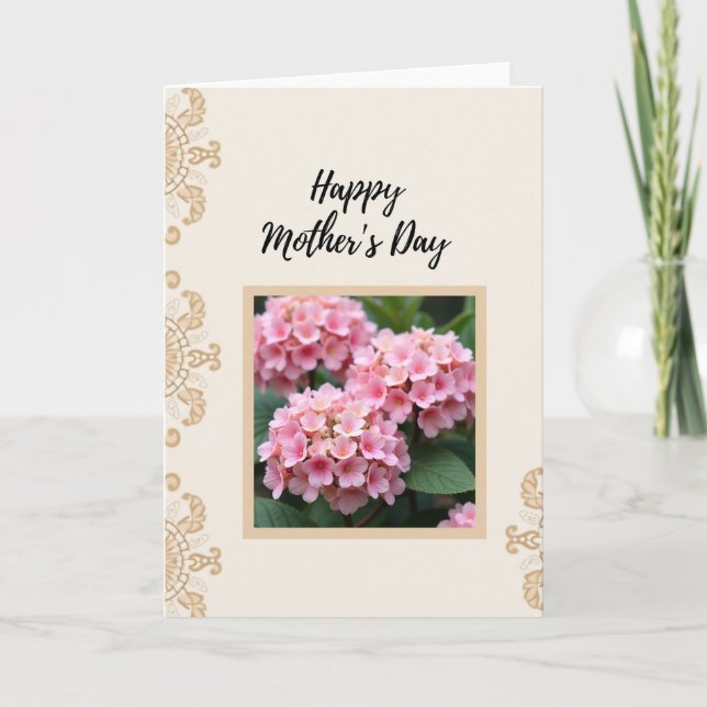 Pink Floral Mothers Day Photo Card (Front)