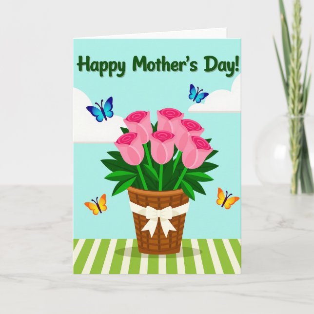 Pink Floral Mothers Day Wish Card (Front)
