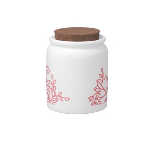 Pink Floral Motif  Candy Jar