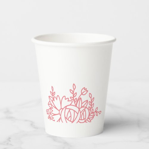 Pink Floral Motif  Paper Cups