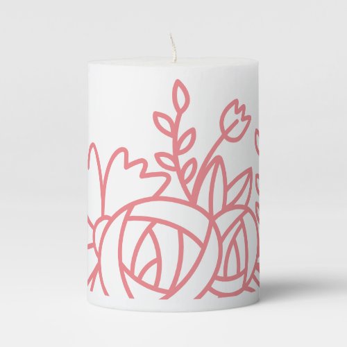 Pink Floral Motif Pillar Candle