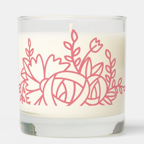 Pink Floral Motif Scented Candle