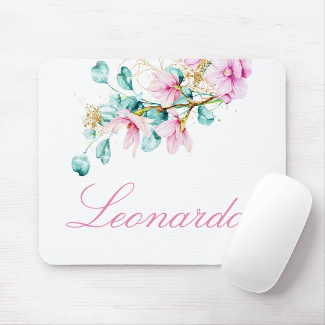 Pink floral Mouse pad (With Mouse)