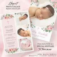 Pink Floral Multiphoto Baptism for Girls