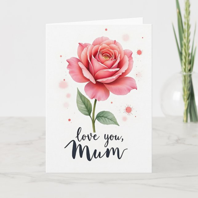Pink Floral Mum Love You Card (Front)