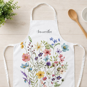 Pink Floral Name Apron