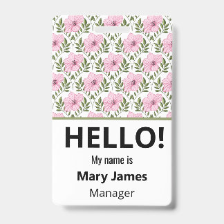 Pink floral Name Lanyard | Personalized ID Badge
