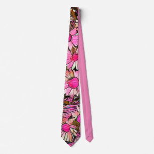 Pink Floral Neck Tie