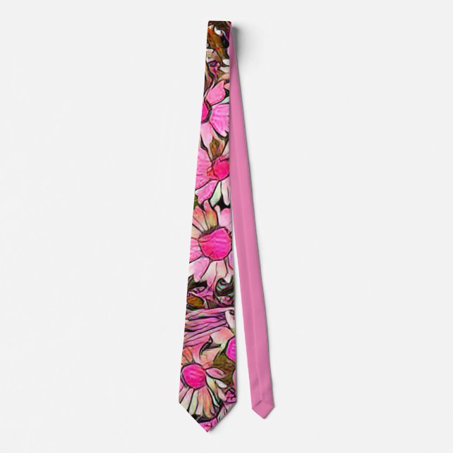 Pink Floral Neck Tie (Front)