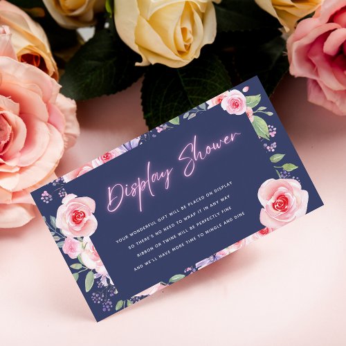 Pink Floral  Neon Bridal Shower Display Shower Enclosure Card