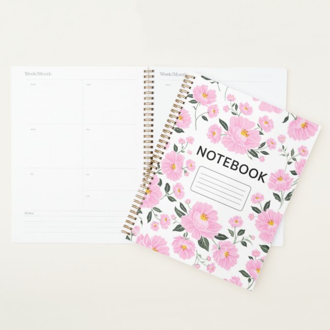 Pink Floral Notebook Cover | Elegant Rose Flower  (Display)