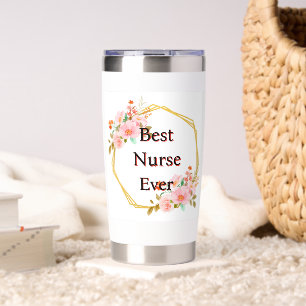 Pink Floral Nurse Insulated Tumbler