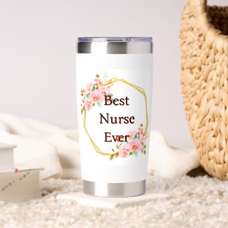 Pink Floral Nurse Insulated Tumbler 