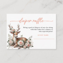  Pink floral oh deer Baby Shower Diaper Raffle