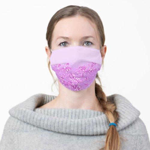 Pink Floral Ombre Glitter  Crystals Covid_19 Cloth Adult Cloth Face Mask