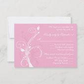 Pink Floral on White Linen Bat Mitzvah RSVP Card (Back)