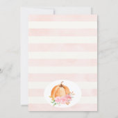 Pink Floral Orange Pumpkin Baby Shower Invitation (Back)