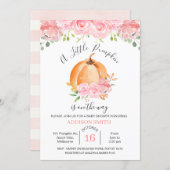 Pink Floral Orange Pumpkin Baby Shower Invitation (Front/Back)