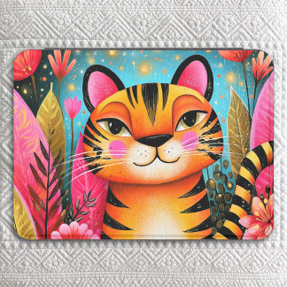 Pink Floral Orange Tiger Painting Kindle Cover