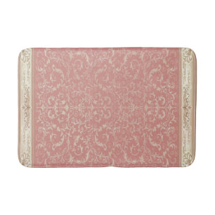 Pink Floral Oriental Pattern Bath Mat