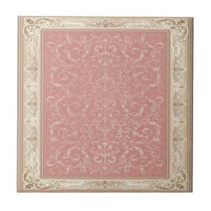 Pink Floral Oriental Pattern Ceramic Tile