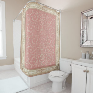 Pink Floral Oriental Pattern Shower Curtain